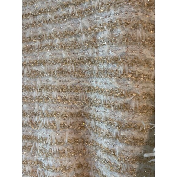 Gold Button Front Striped Bouclé Cardigan Sweater For Women - Express Size S Whi - Picture 11 of 13